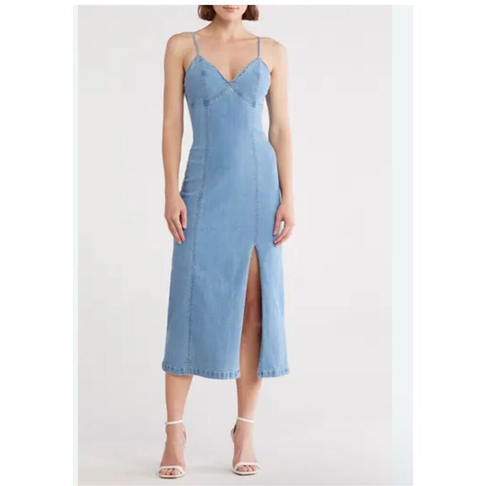 Habitual denim dress sleeveless XS dress front slit